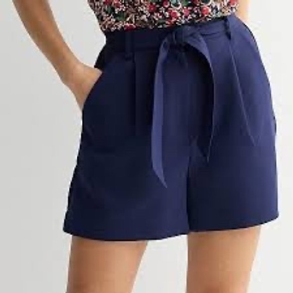 Draper James Pants - Draper James Navy Blue Belted Dress Shorts Women Large Wide Leg High Waist  NWT